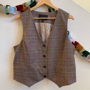 Brown Banana Republic Plaid Button-Up Vest